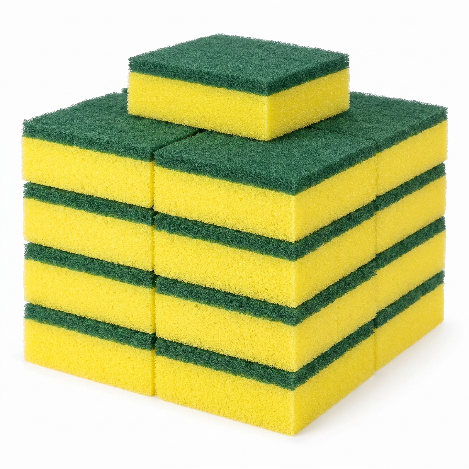 Kit de esponjas multiuso dupla face verde e amarela