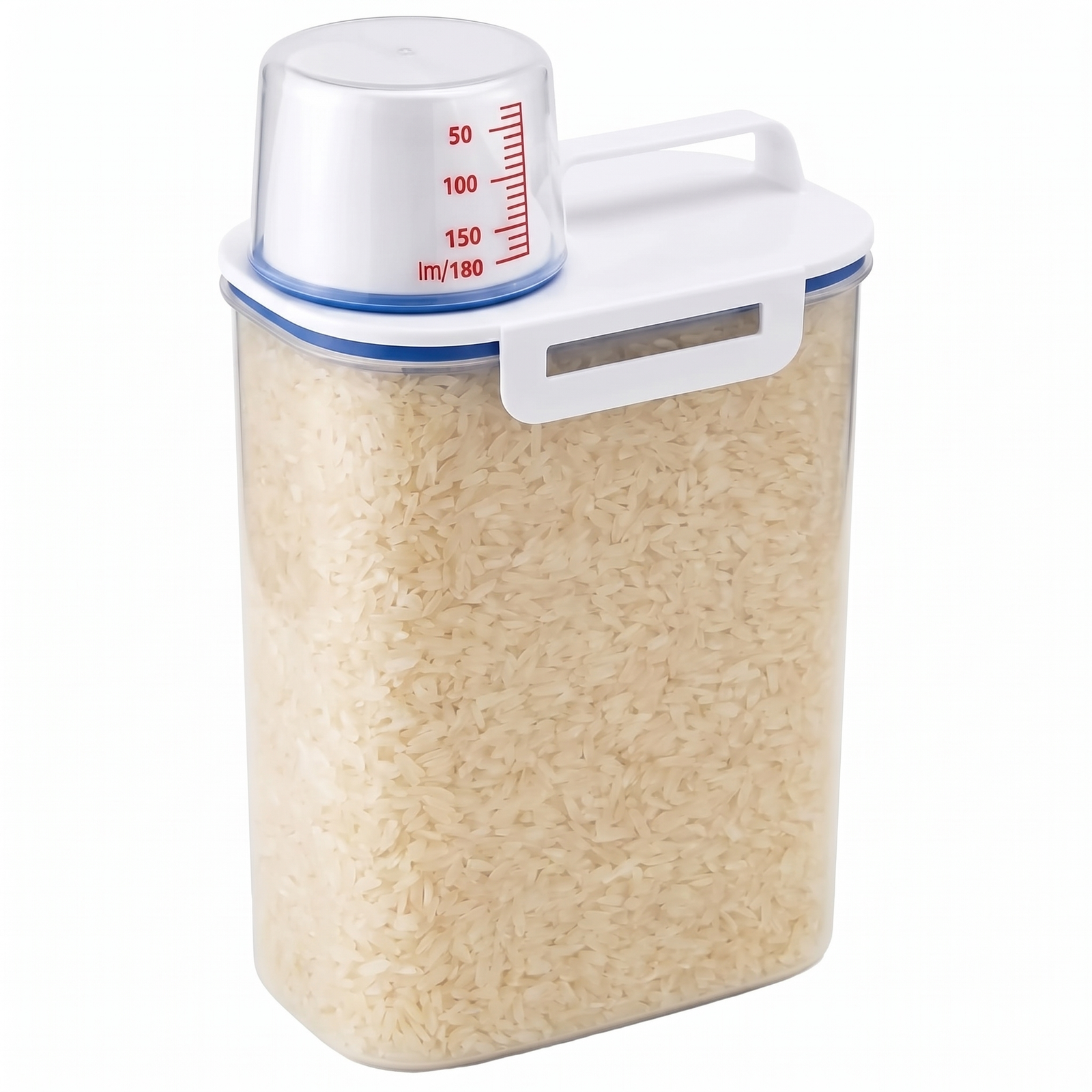 Pote hermético dispenser de 2 litros com copo medidor e tampa com trava