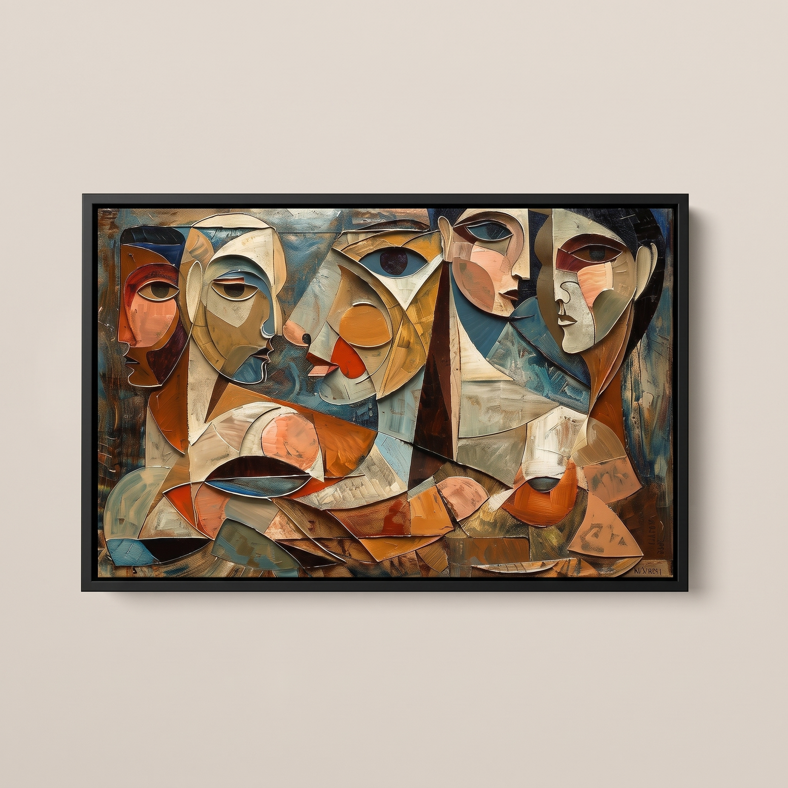 Quadro decorativo em tela estilo cubista para sala
